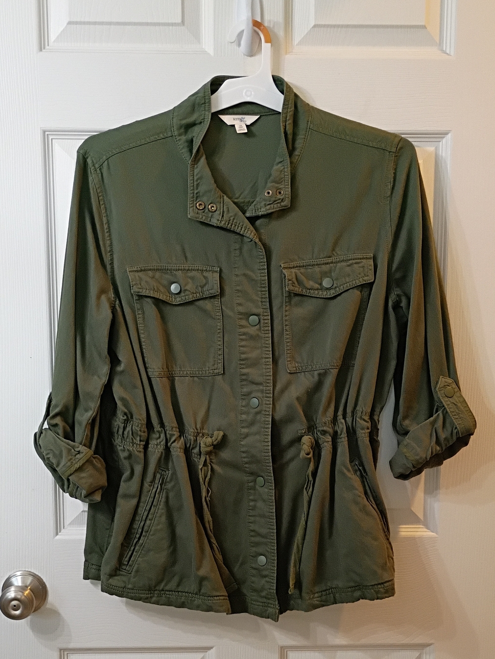 Terra & Sky Olive Green Drawstring Utility Jacket
